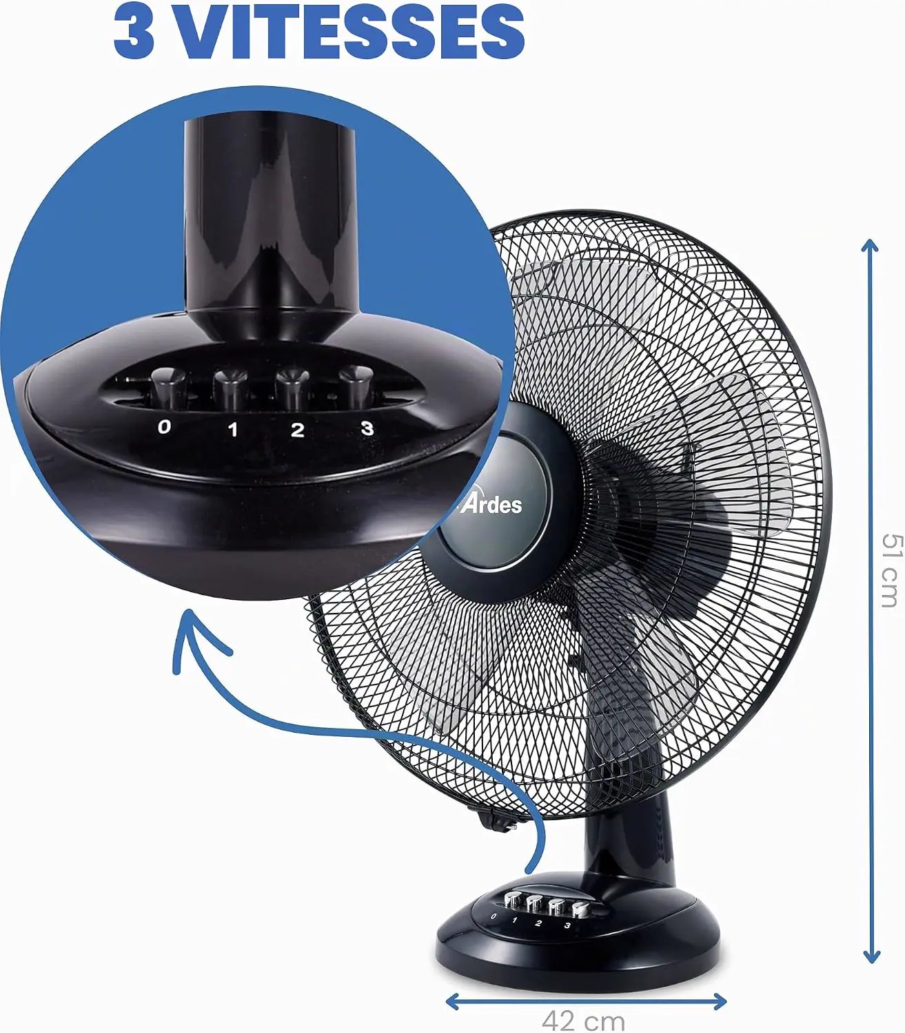 Ardes - AR5S41 Ventilateur de table 40 cm 5 pales Oscillant vue 3