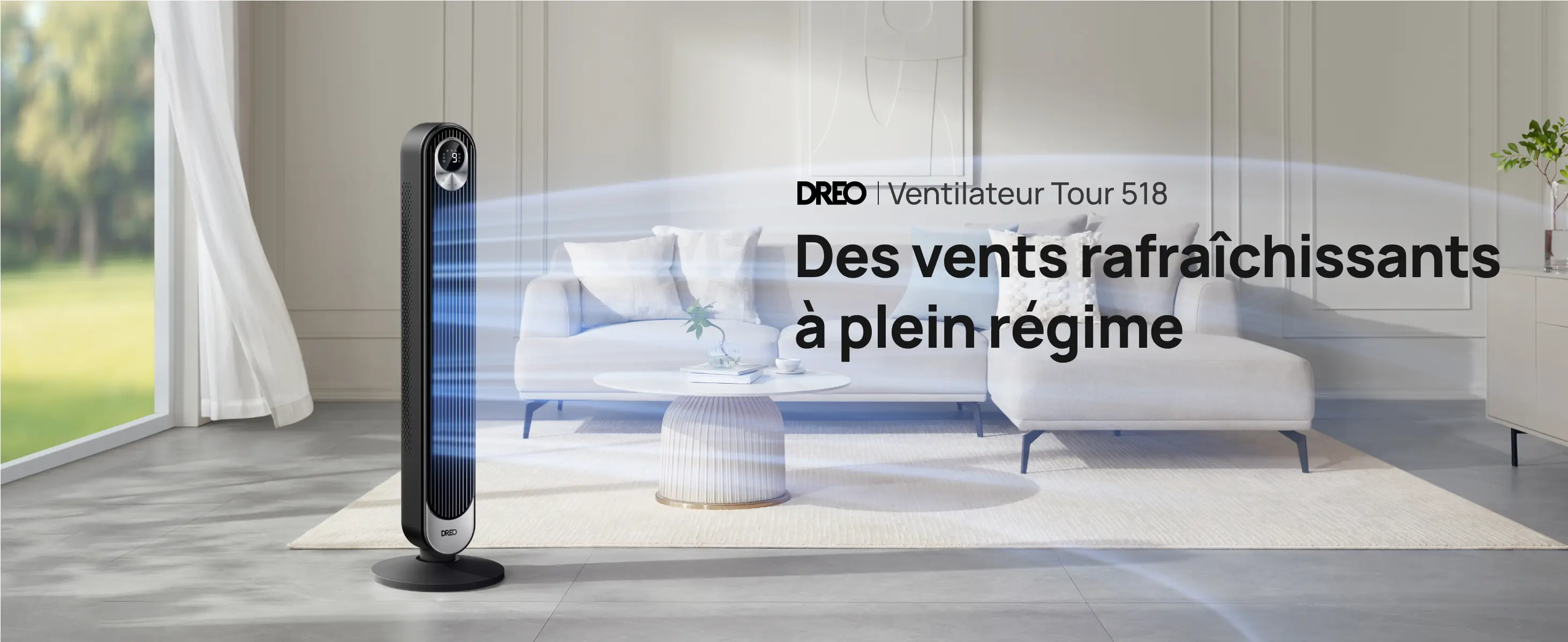 DREO Ventilateur Colonne Silencieux, Puissant Vitesse 8,53 m/s, — contenu détaillé 1