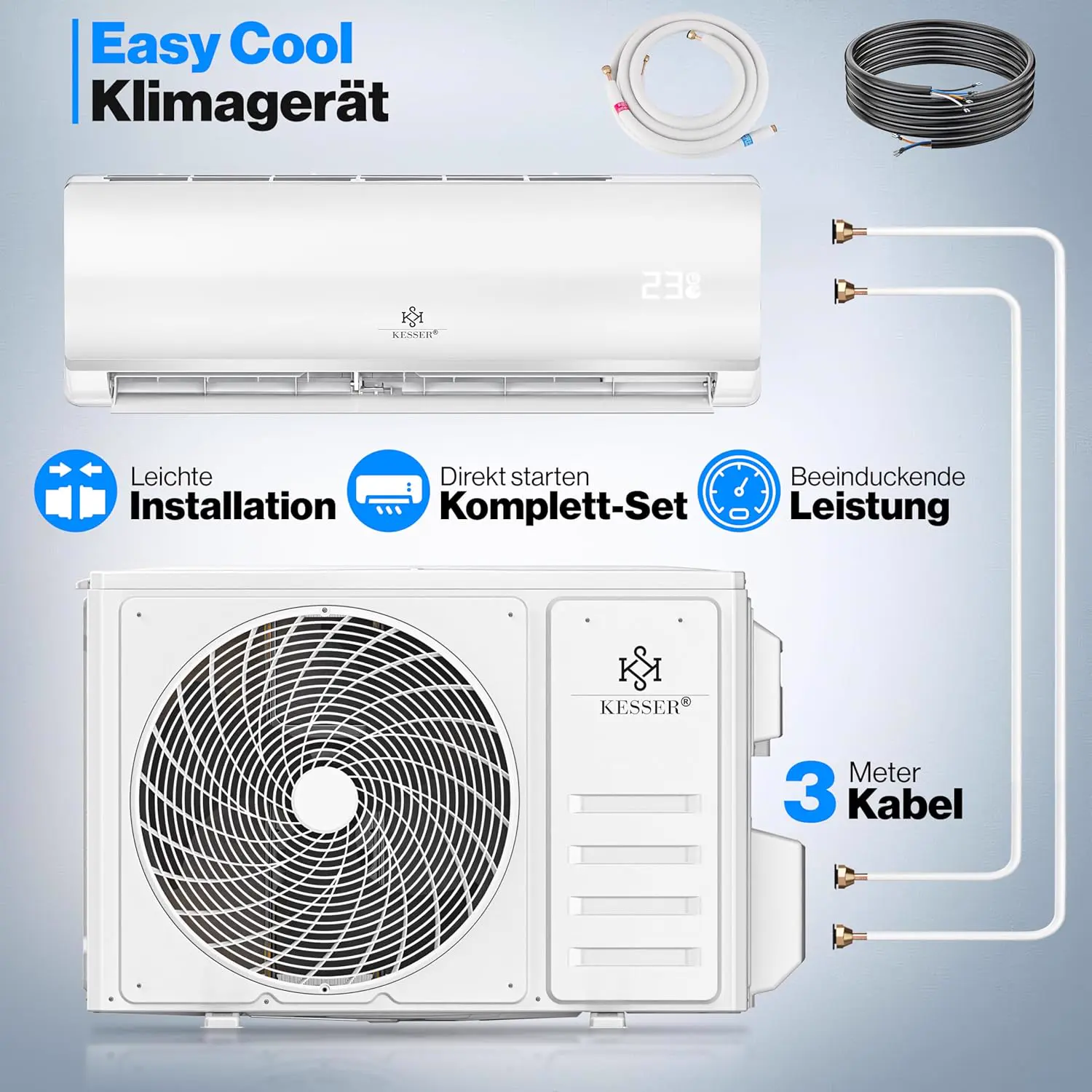 KESSER® Climatiseur SET Split – Wi-Fi/application – vue 2