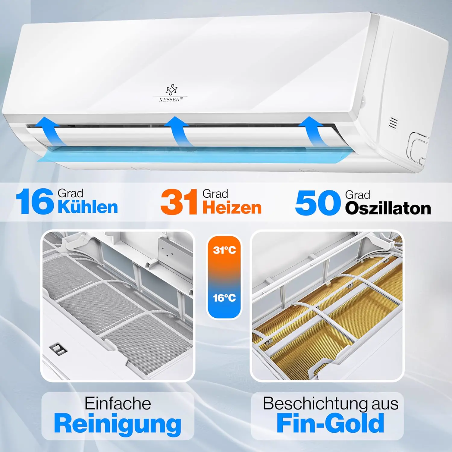 KESSER® Climatiseur SET Split – Wi-Fi/application – vue 3