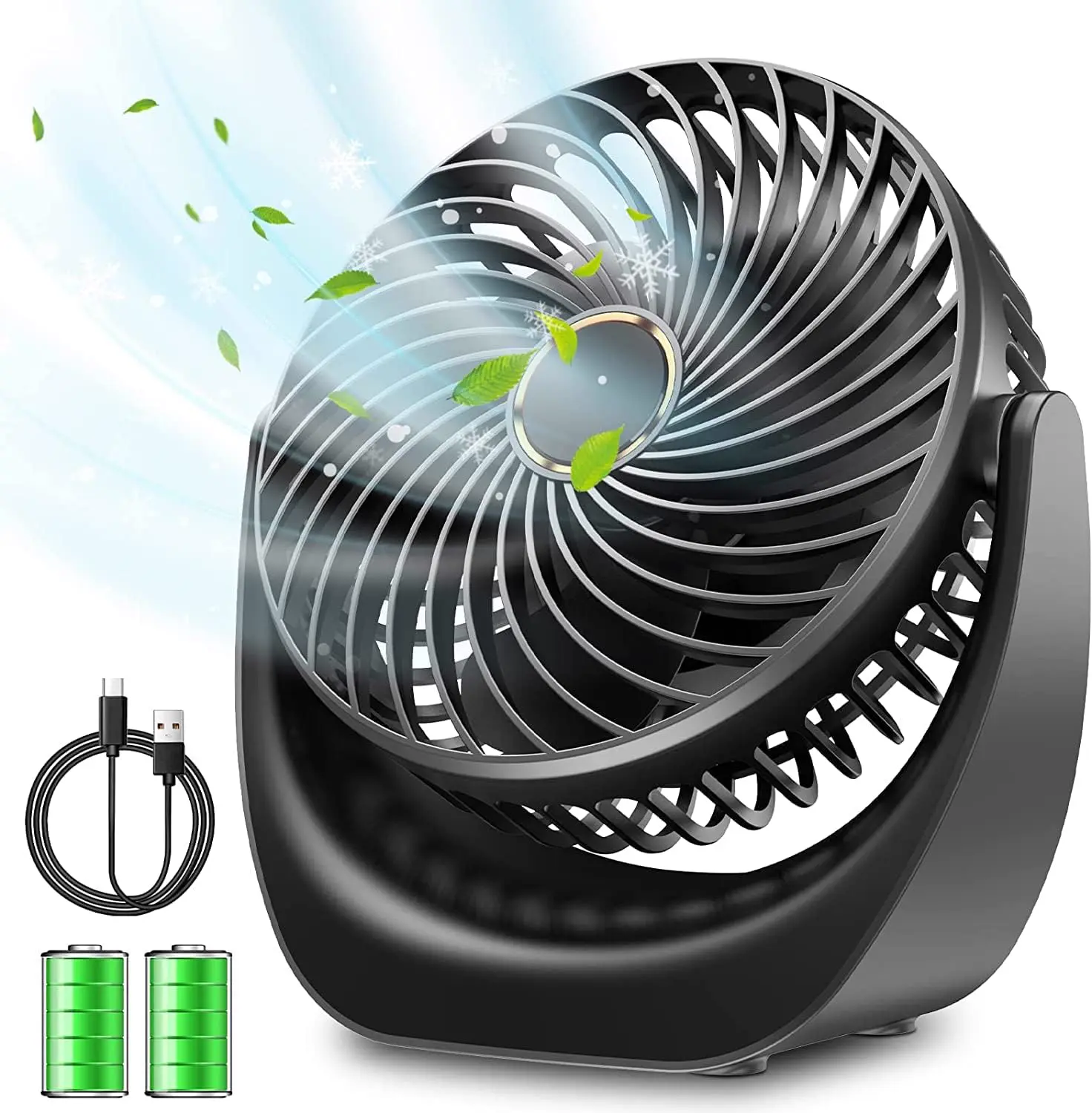 Ventilateur bureau silencieux usb avec Rechargeable Batterie