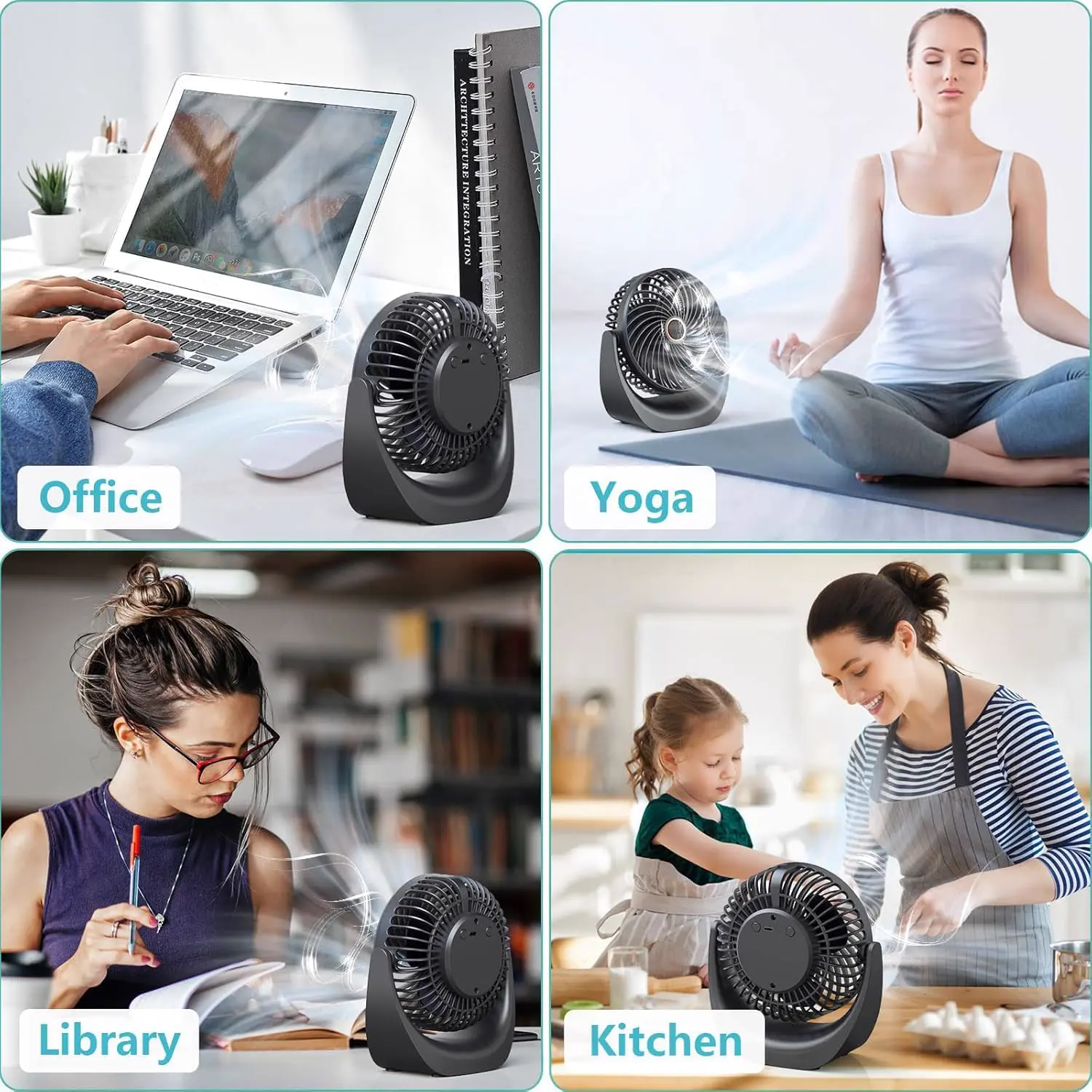 Ventilateur bureau silencieux usb avec Rechargeable Batterie vue 7