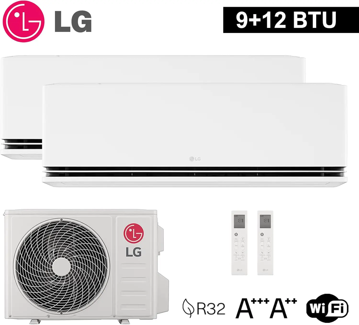 LG Climatiseur Bi Split DualCool Deluxe WiFi 9 000 + 12 000 Btu, vue 4