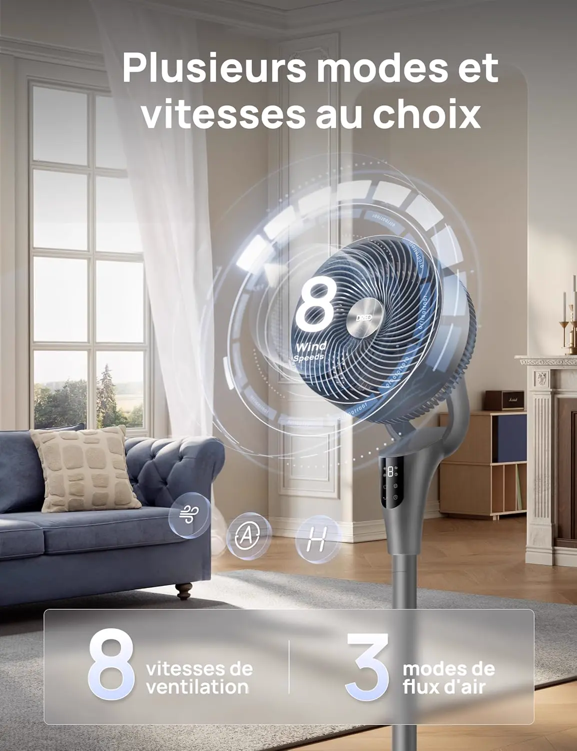 DREO Ventilateur sur Pied Silencieux pour Chambre [Amélioré], vue 6