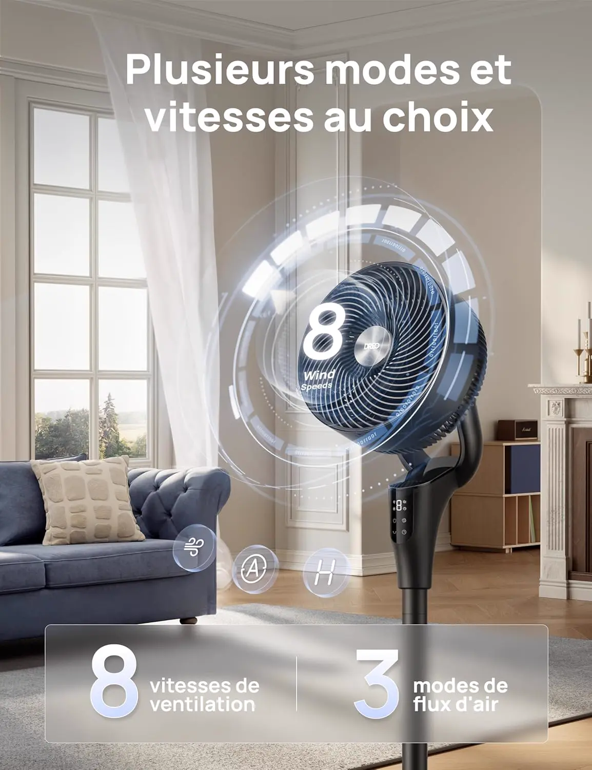 DREO Ventilateur sur Pied Silencieux pour Chambre [Amélioré], vue 6