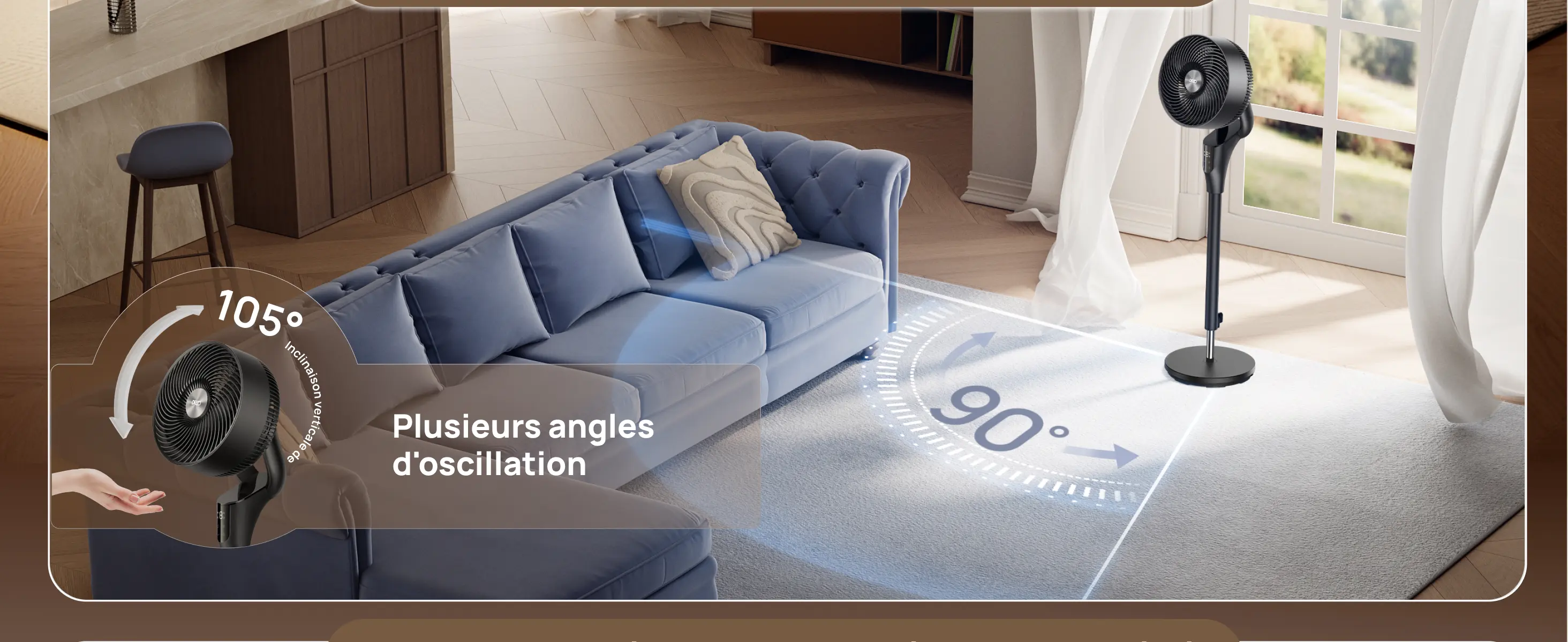 DREO Ventilateur sur Pied Silencieux pour Chambre [Amélioré], — contenu détaillé 4
