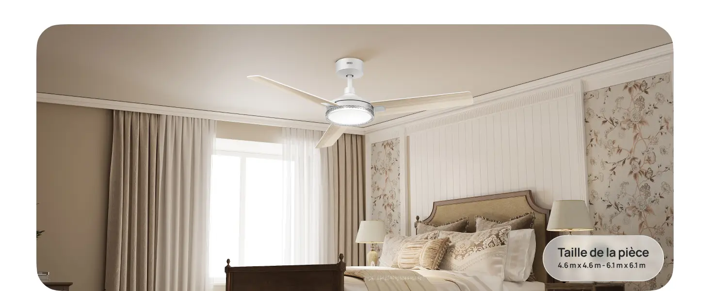 DREO ventilateur de plafond avec lumière et télécommande 132 cm, — contenu détaillé 9