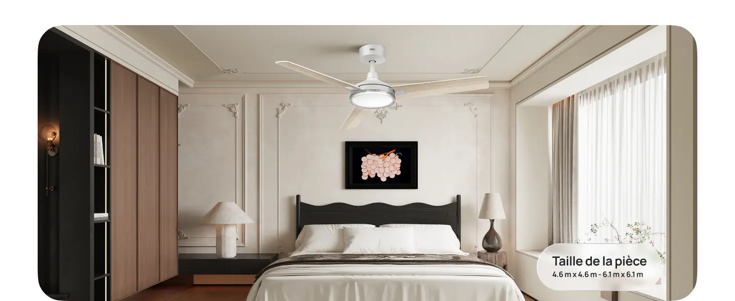 DREO ventilateur de plafond avec lumière et télécommande 132 cm, — contenu détaillé 12