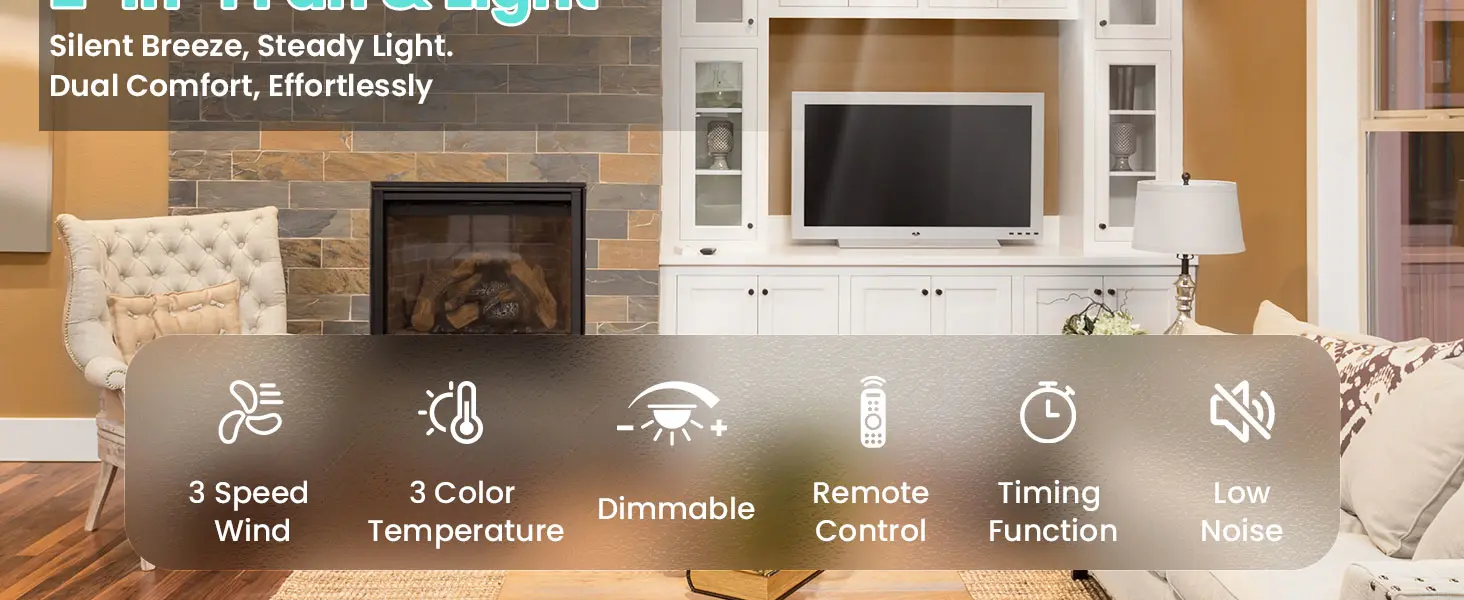 Ventilateur de Plafond avec Lumière et Telecommande,30W Lampe — contenu détaillé 2