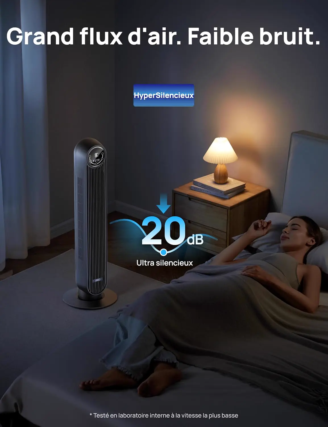 DREO Ventilateur tour intelligent avec fonction WiFi, vue 3