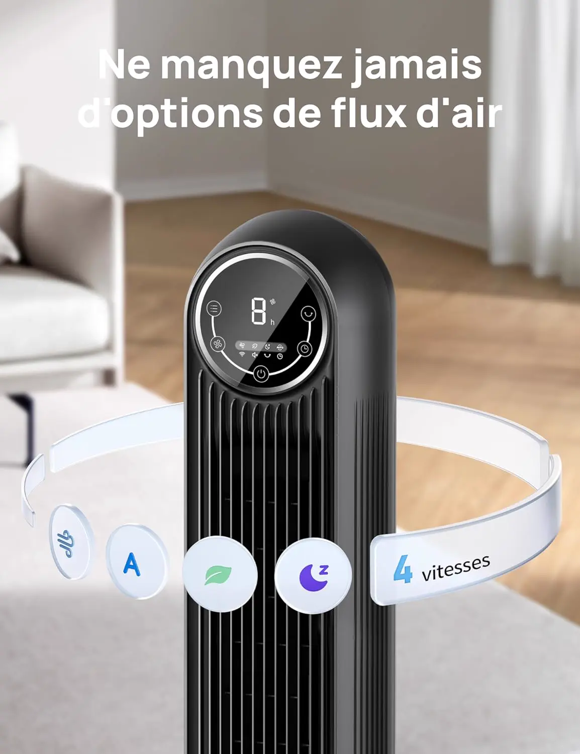 DREO Ventilateur tour intelligent avec fonction WiFi, vue 6