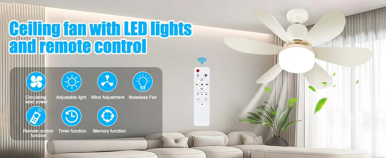 Ulikey Ventilateur de Plafond avec Lumière, 40W Ventilateur avec — contenu détaillé 1