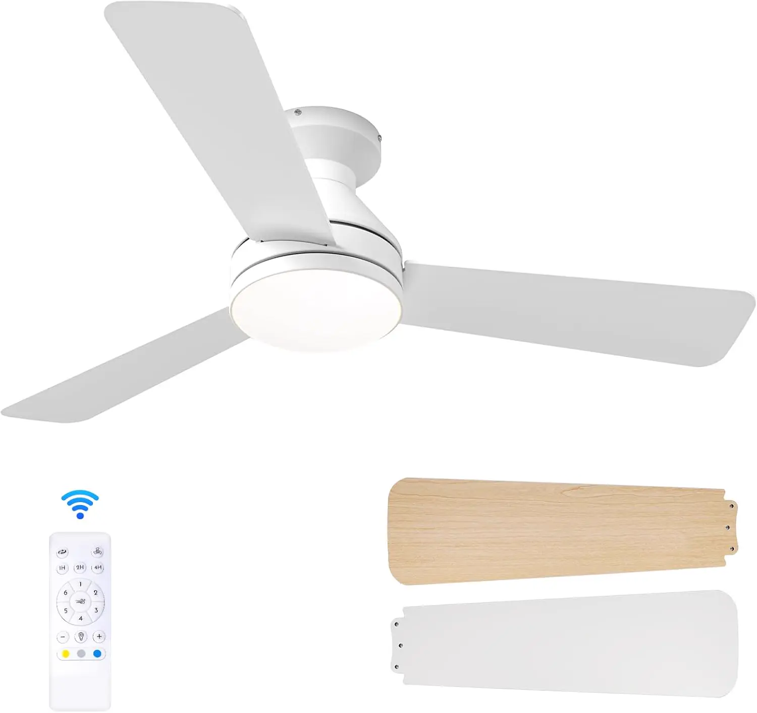 Passky Ventilateur de plafond avec lumière silencieux 107cm,