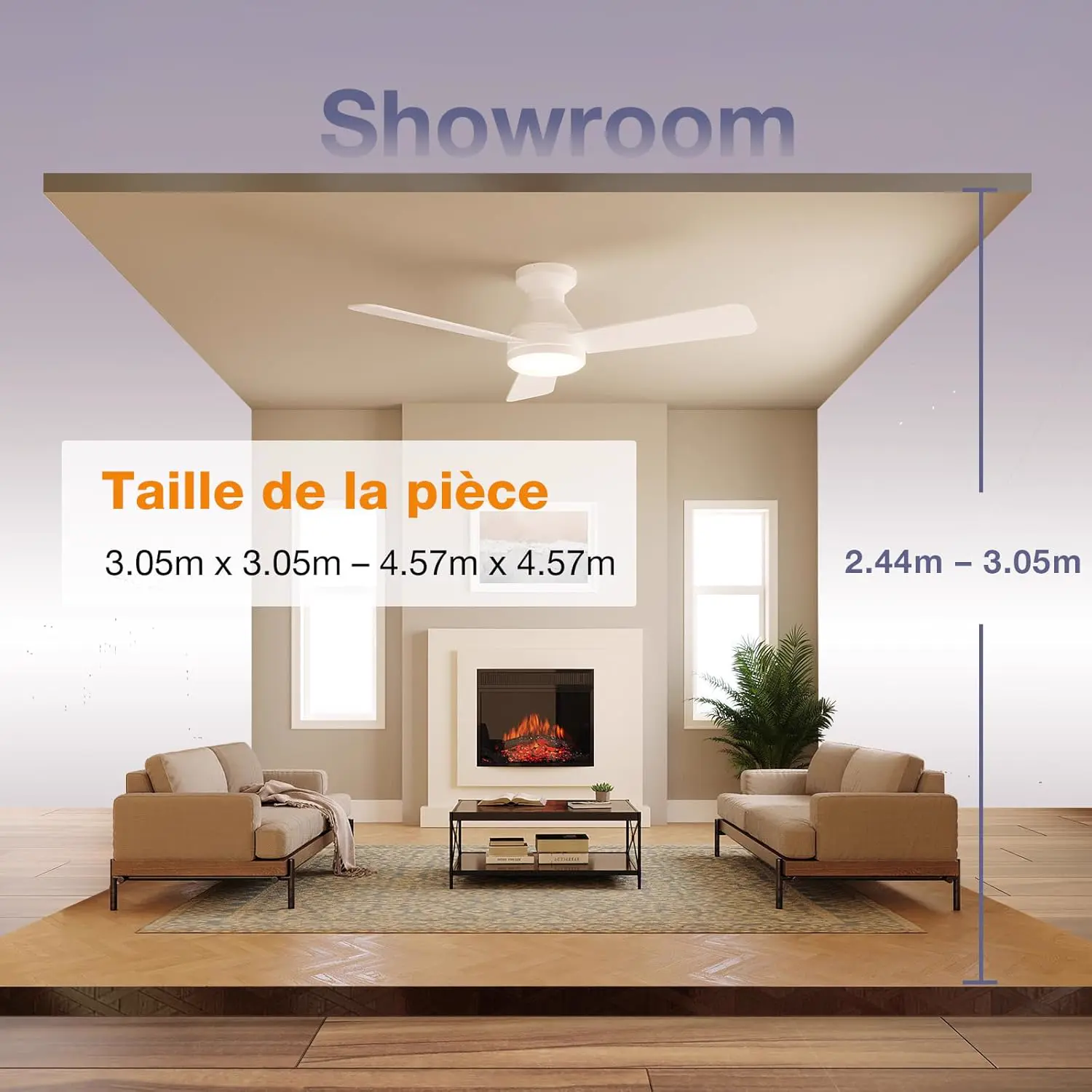 Passky Ventilateur de plafond avec lumière silencieux 107cm, vue 7
