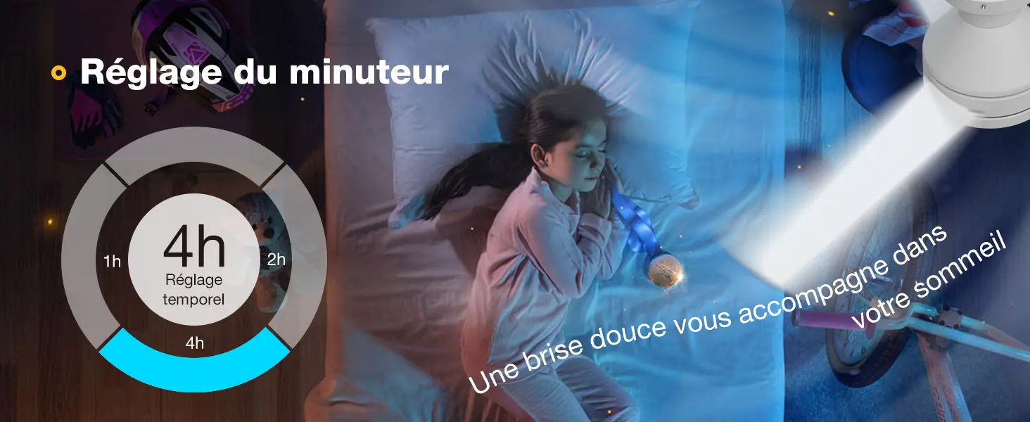 Passky Ventilateur de plafond avec lumière silencieux 107cm, — contenu détaillé 9