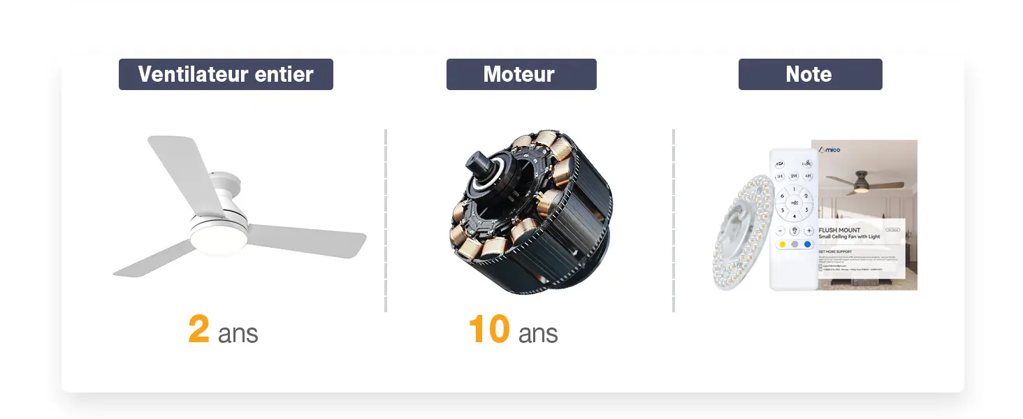 Passky Ventilateur de plafond avec lumière silencieux 107cm, — contenu détaillé 16