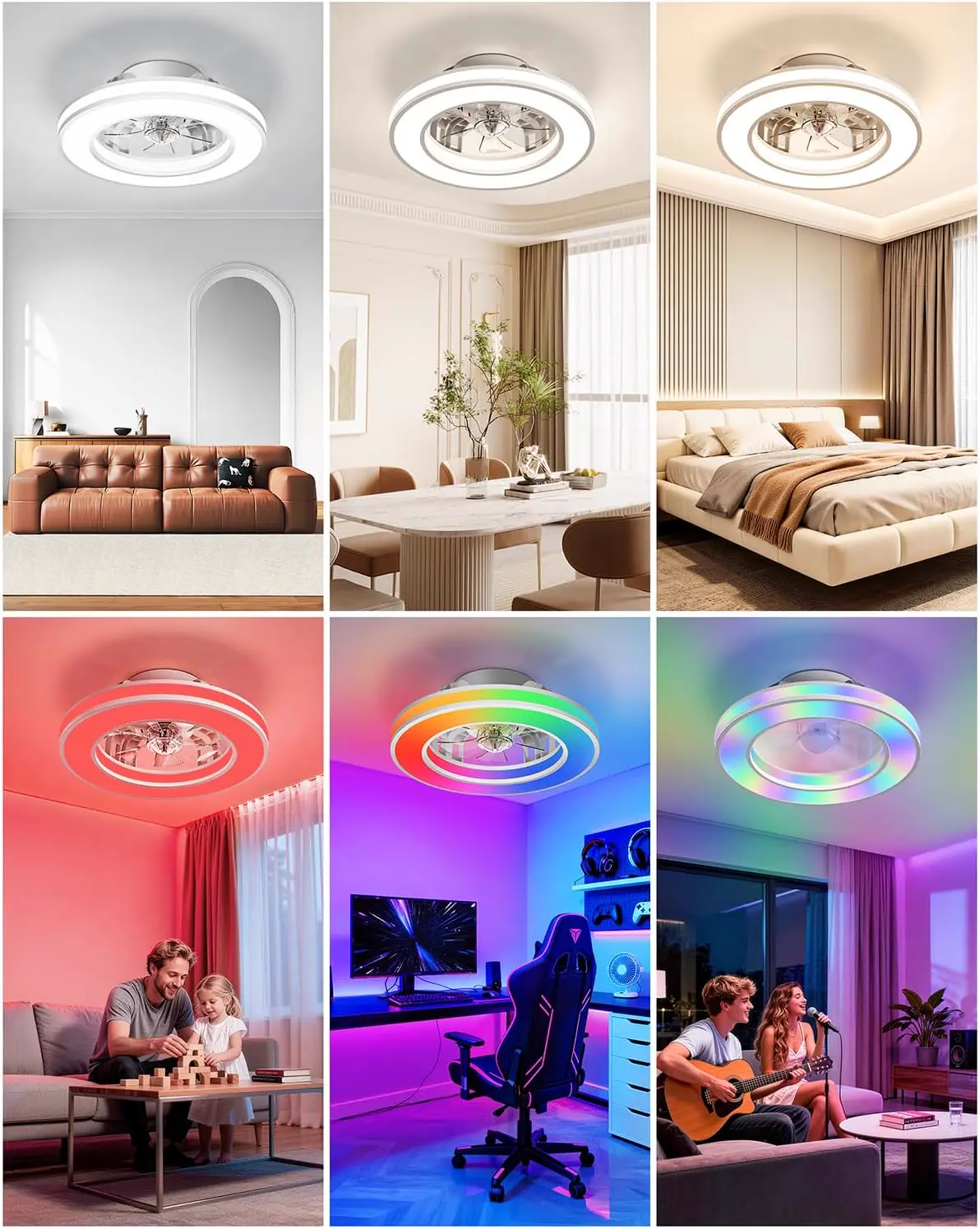 Ventilateur Plafond avec Lumiere et Telecommande Ø42 cm, vue 6