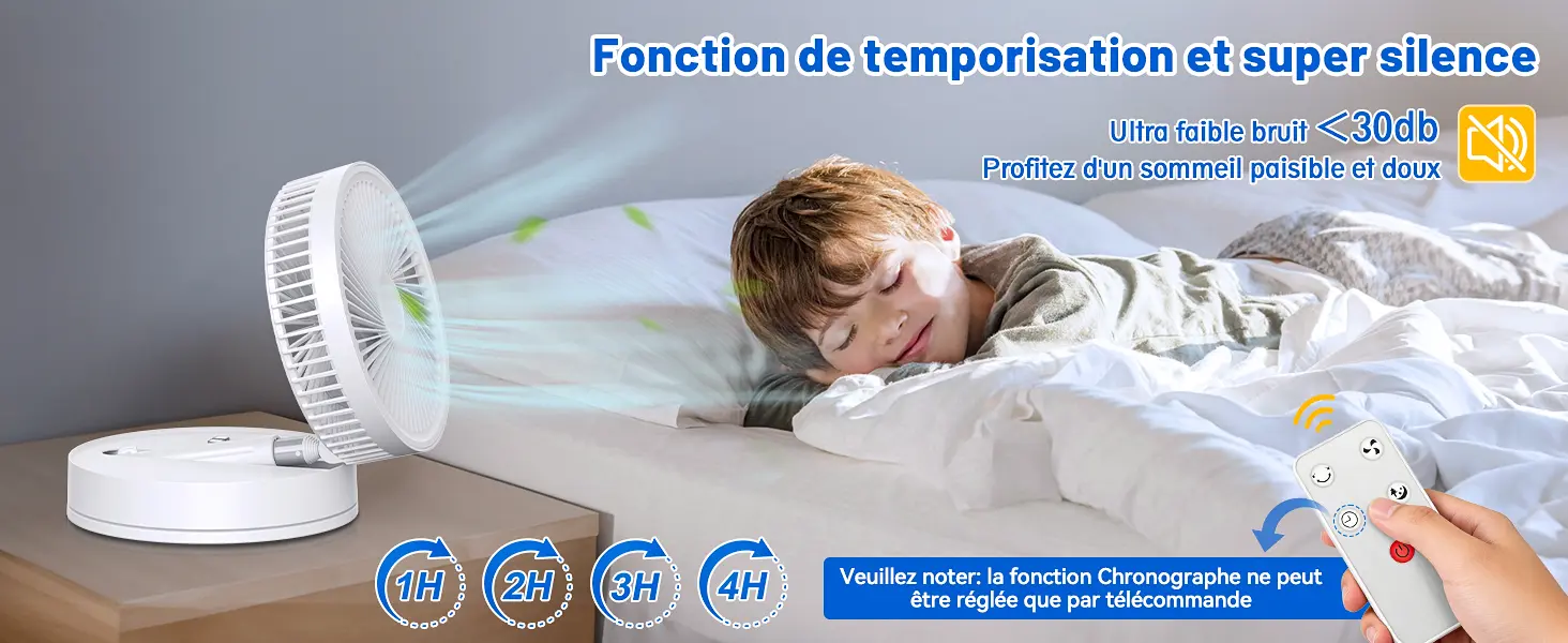 Ventilateur sur Pied Portable Silencieux avec Télécommande, 8.6" — contenu détaillé 4