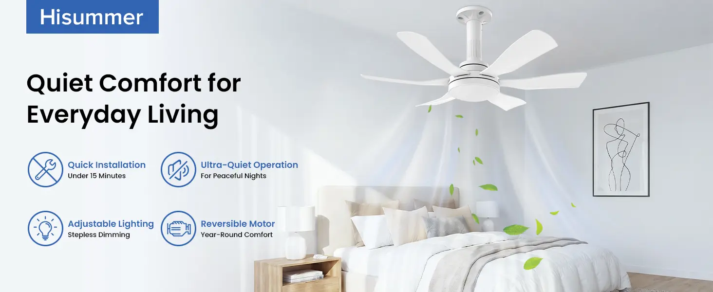 Hisummer 71cm Ventilateur de Plafond avec Lumière et — contenu détaillé 1