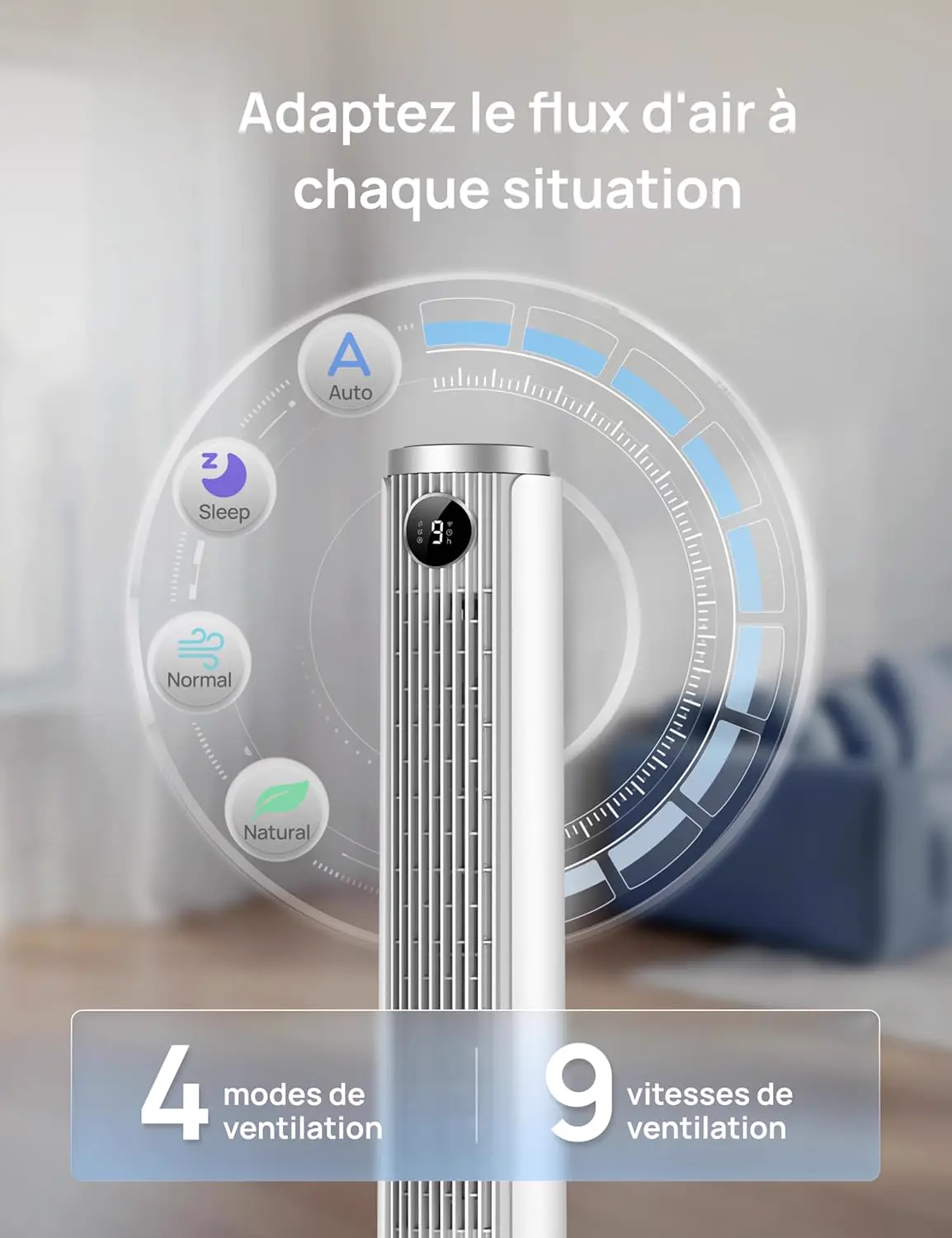 DREO Ventilateur colonne intelligent 554S, ventilateur sur pied vue 6