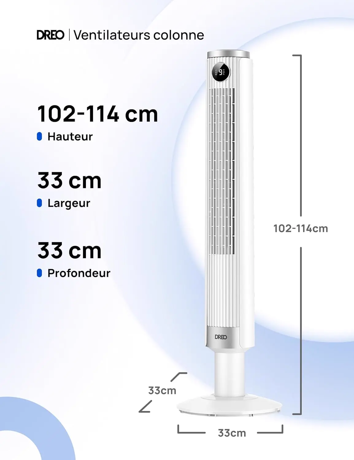 DREO Ventilateur colonne intelligent 554S, ventilateur sur pied vue 8