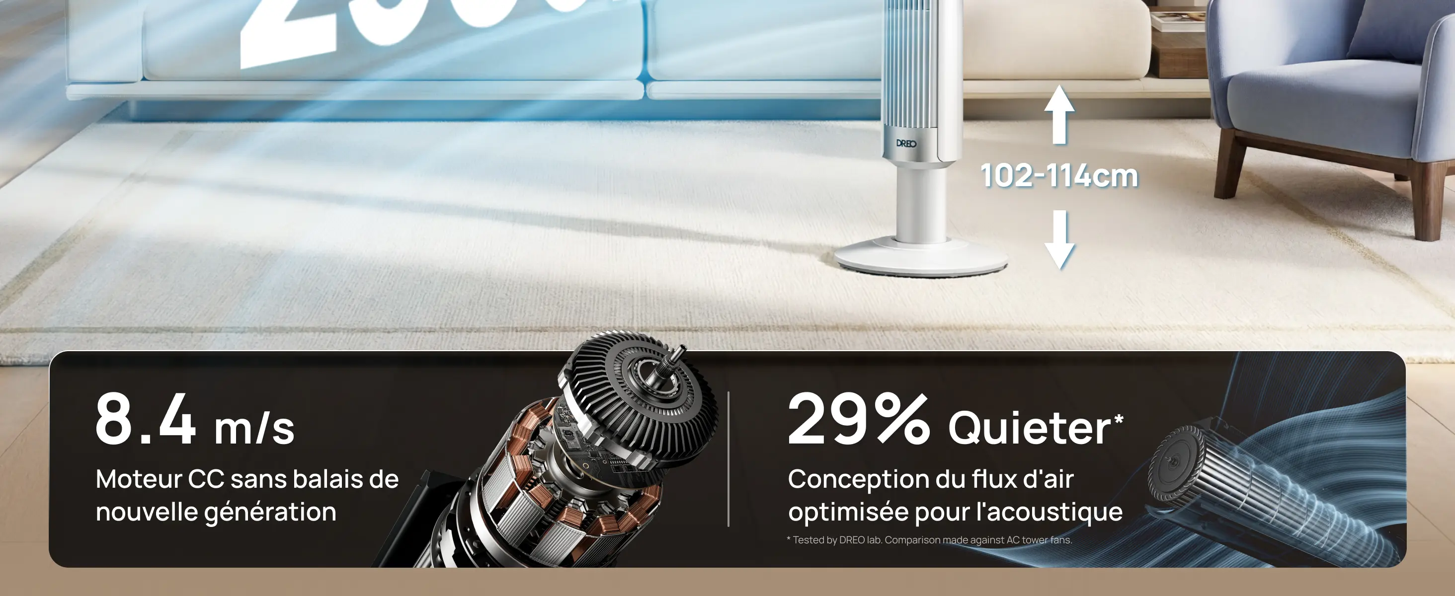 DREO Ventilateur colonne intelligent 554S, ventilateur sur pied — contenu détaillé 2