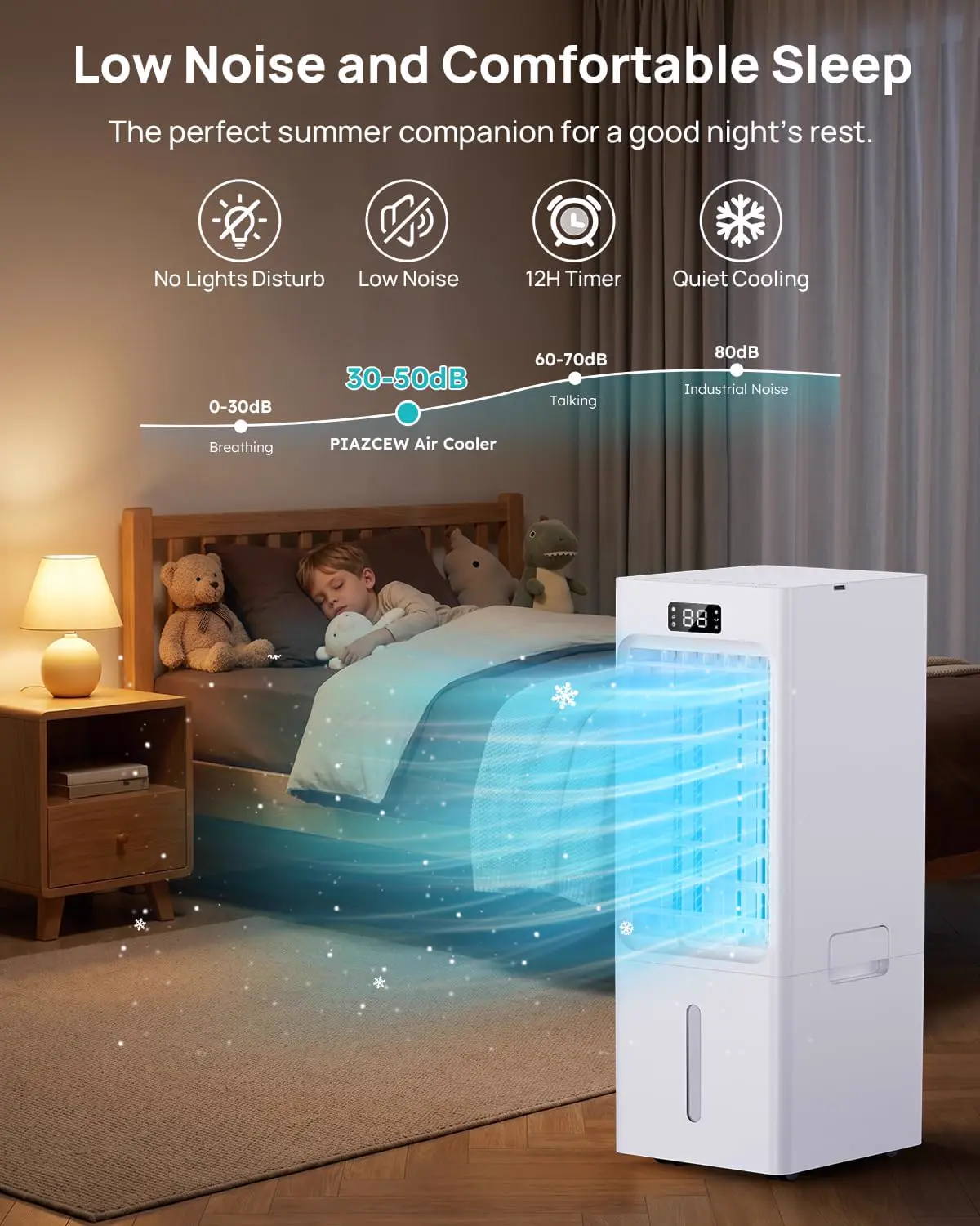 Climatiseur Mobile 4 en 1, Rafraîchisseur d'Air avec Minuterie 1-12H, 3 Vitesses 4 Modes, Réservoir 6L, Télécommande, Portable, pour Chambre, Salon, Bureau et Maison vue 4