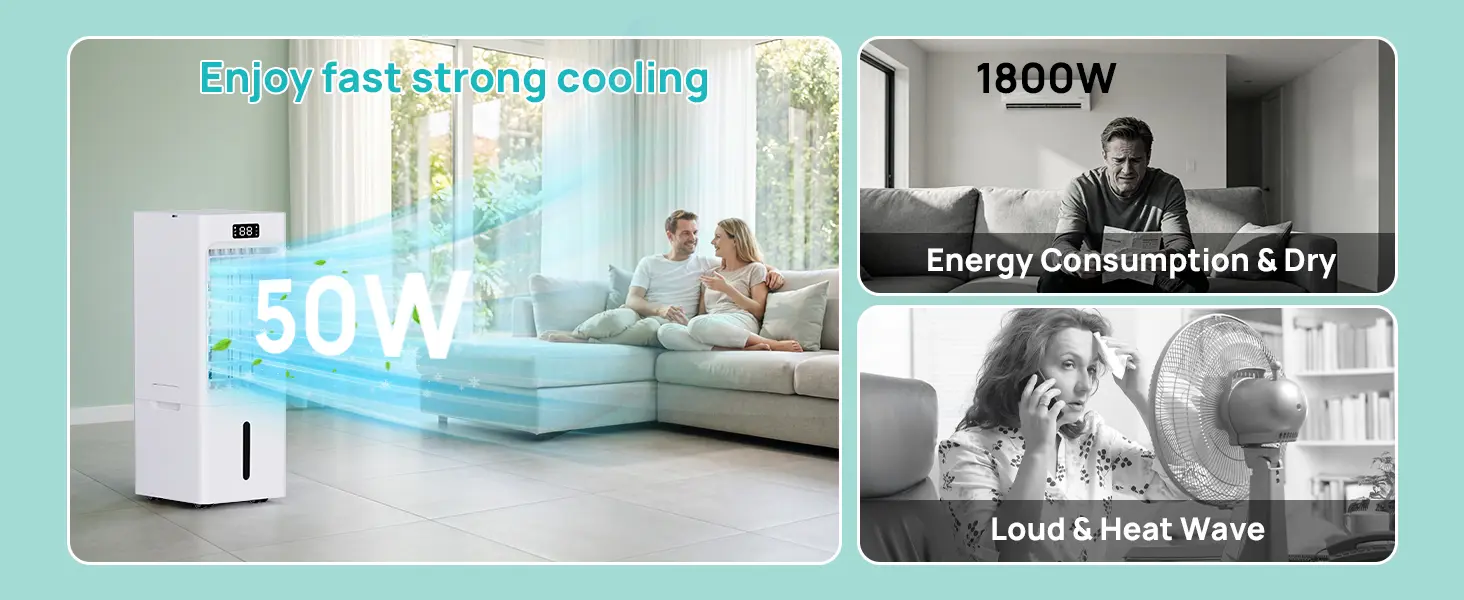 Climatiseur Mobile 4 en 1, Rafraîchisseur d'Air avec Minuterie 1-12H, 3 Vitesses 4 Modes, Réservoir 6L, Télécommande, Portable, pour Chambre, Salon, Bureau et Maison — contenu détaillé 8