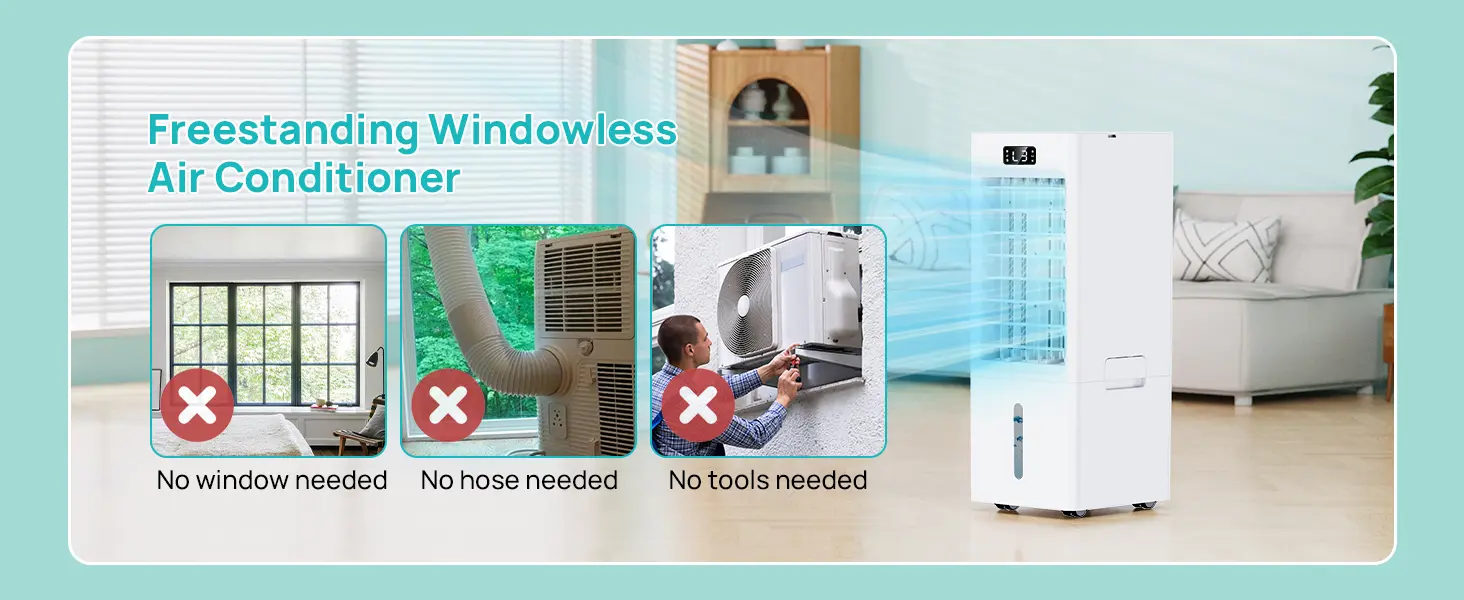 Climatiseur Mobile 4 en 1, Rafraîchisseur d'Air avec Minuterie 1-12H, 3 Vitesses 4 Modes, Réservoir 6L, Télécommande, Portable, pour Chambre, Salon, Bureau et Maison — contenu détaillé 9
