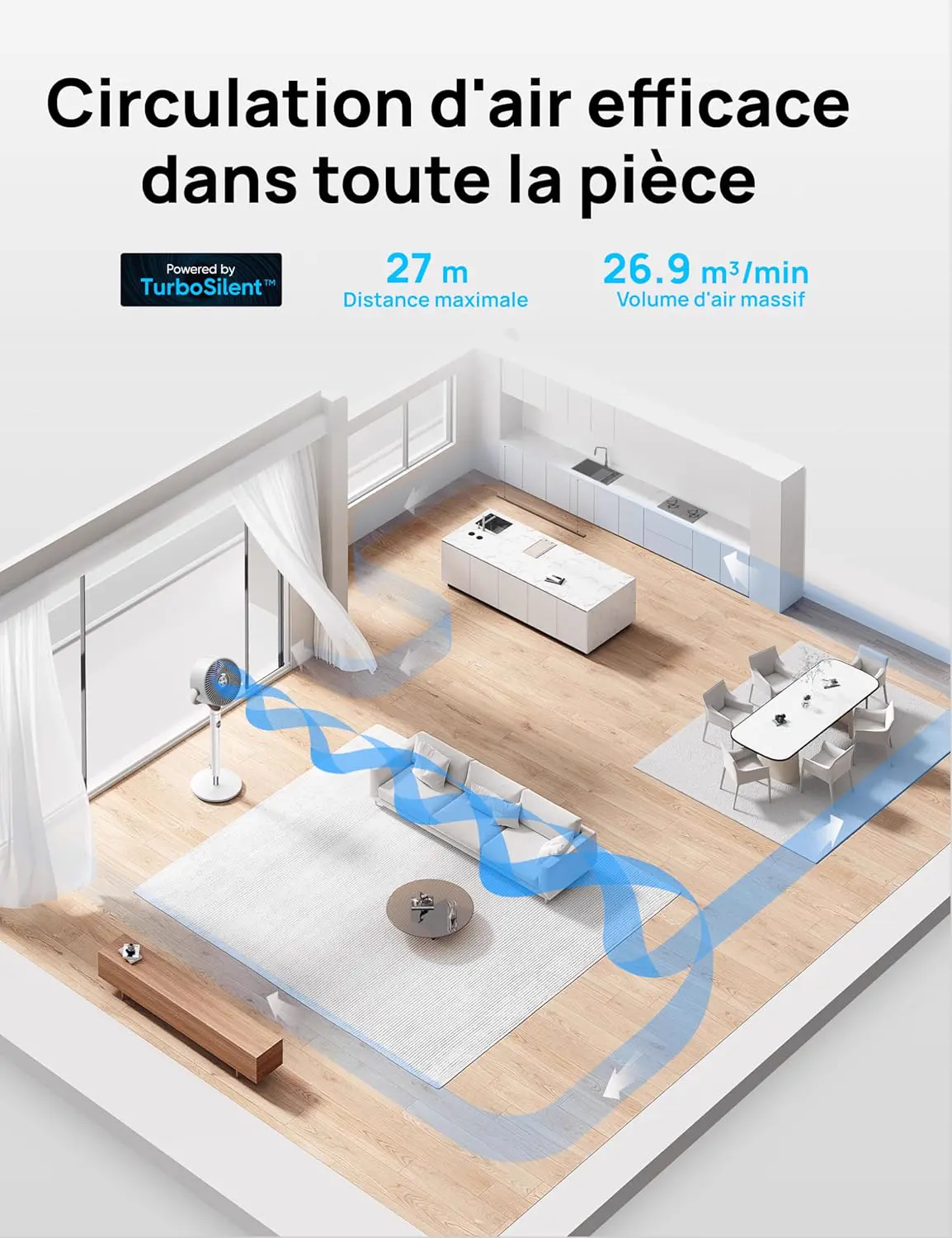 DREO ventilateur sur pied silencieux 20 dB avec oscillation vue 3
