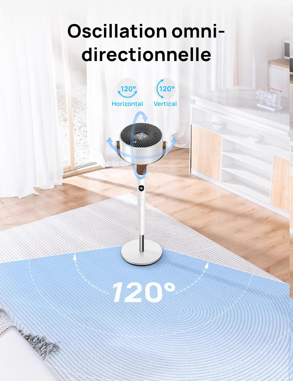 DREO ventilateur sur pied silencieux 20 dB avec oscillation vue 4