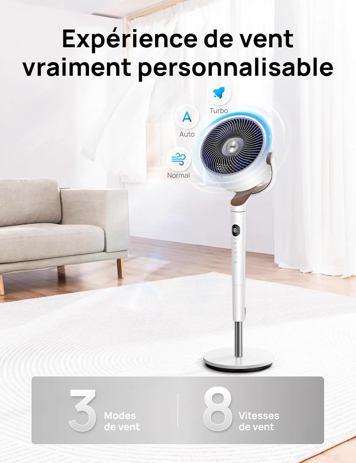 DREO ventilateur sur pied silencieux 20 dB avec oscillation vue 6