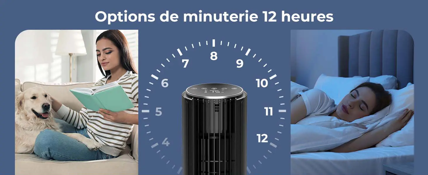 PNTCK Ventilateur tour avec télécommande, 33 cm, silencieux, 4 — contenu détaillé 7