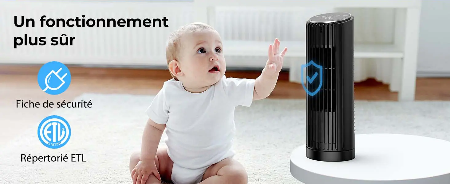 PNTCK Ventilateur tour avec télécommande, 33 cm, silencieux, 4 — contenu détaillé 10