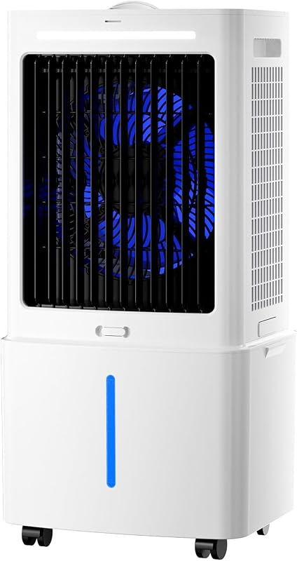 Climatiseur Portable Blanc 8000 BTU Sans Évacuation | 3 Vitesses, Télécommande Incluse, Minuterie 1-12 Heures, Oscillation 90°, Réservoir Amovible
