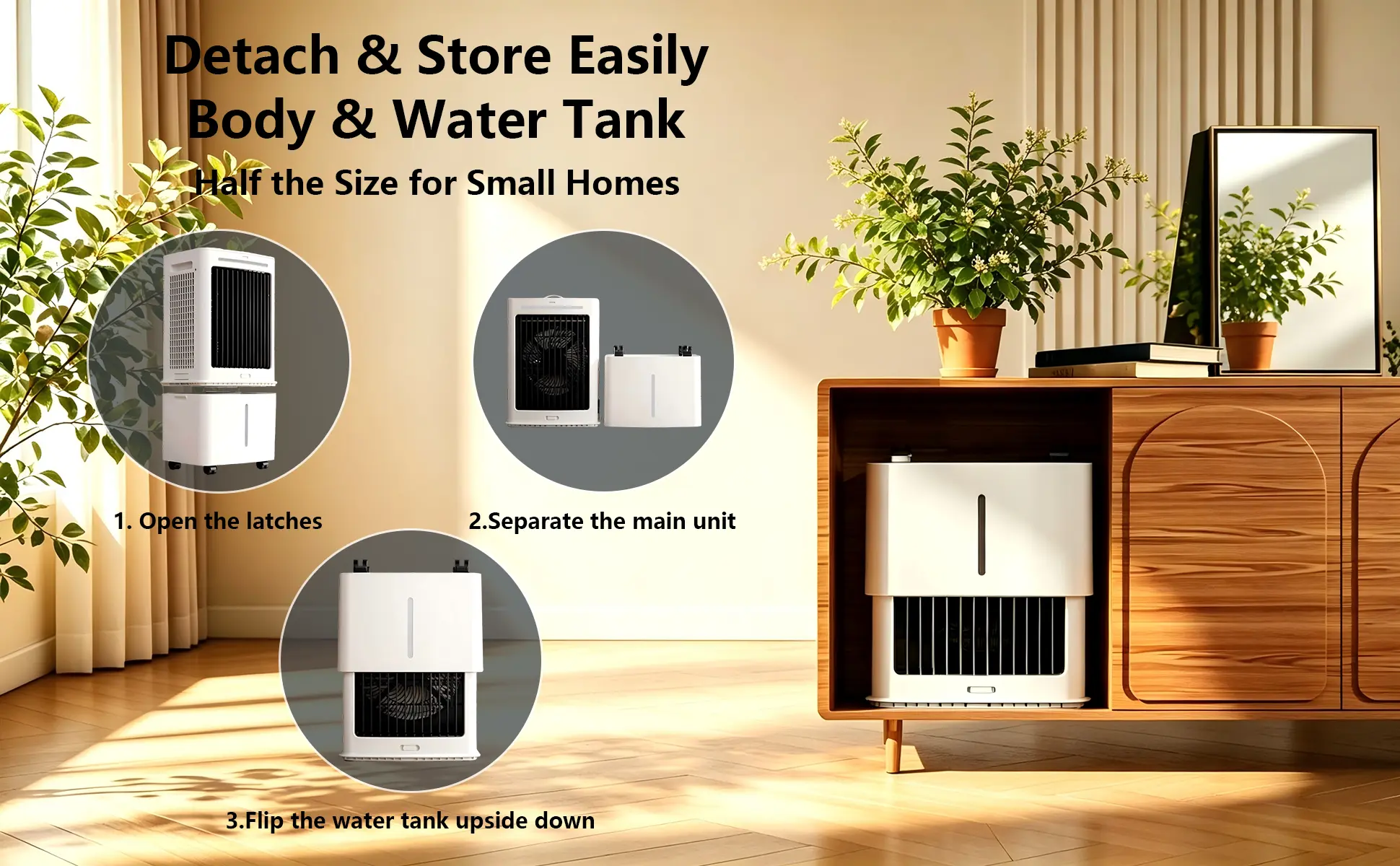 Climatiseur Portable Blanc 8000 BTU Sans Évacuation | 3 Vitesses, Télécommande Incluse, Minuterie 1-12 Heures, Oscillation 90°, Réservoir Amovible — contenu détaillé 4
