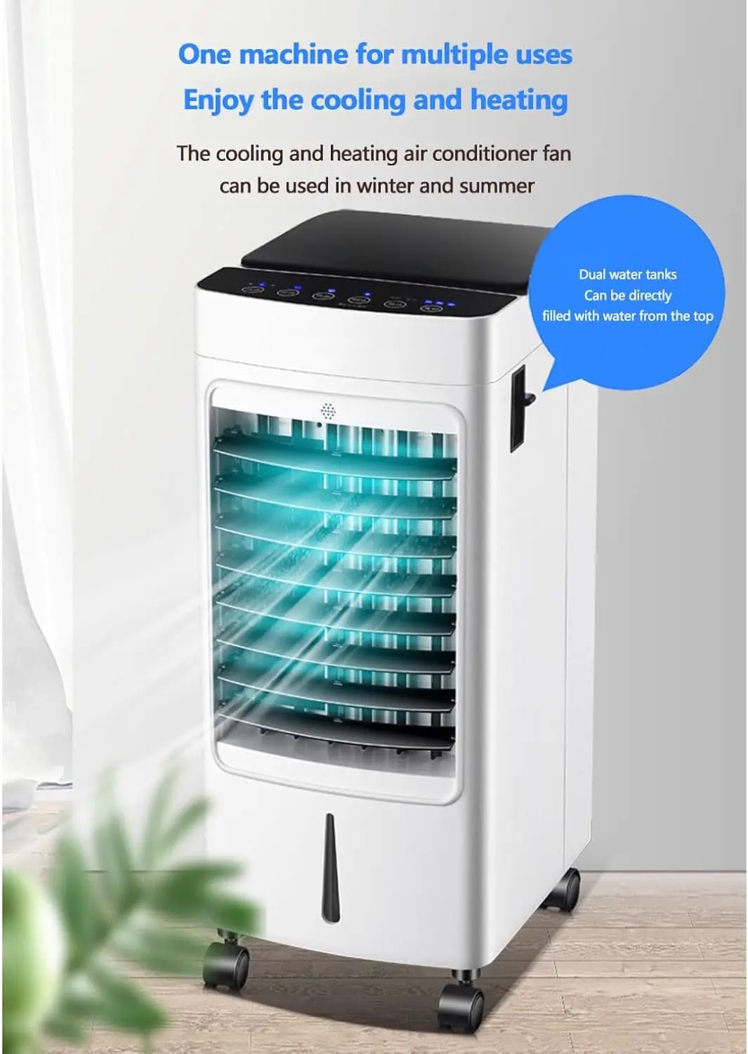 Climatiseur Mobile 3-En-1 9000 Btu 7L Climatiseur Portable | Avec écran LED, télécommande avec 3 vitesses de ventilateur réglables, minuterie de 7h pour dortoir, chambre, bureau, blanc vue 3